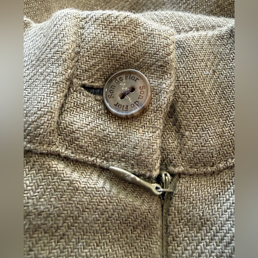 Son de Flor Olive Green Twill Linen Skirt - Picture 5 of 10